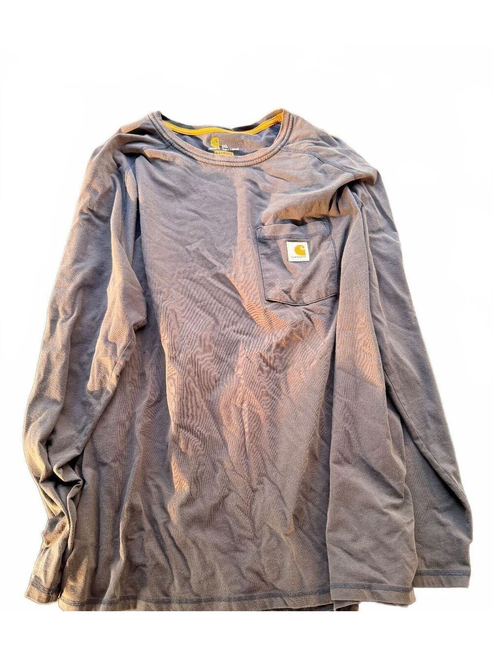 Carhartt Men's Long Sleeve Navy Blue Cotton Shirt with Chest Pocket, Size 2XL